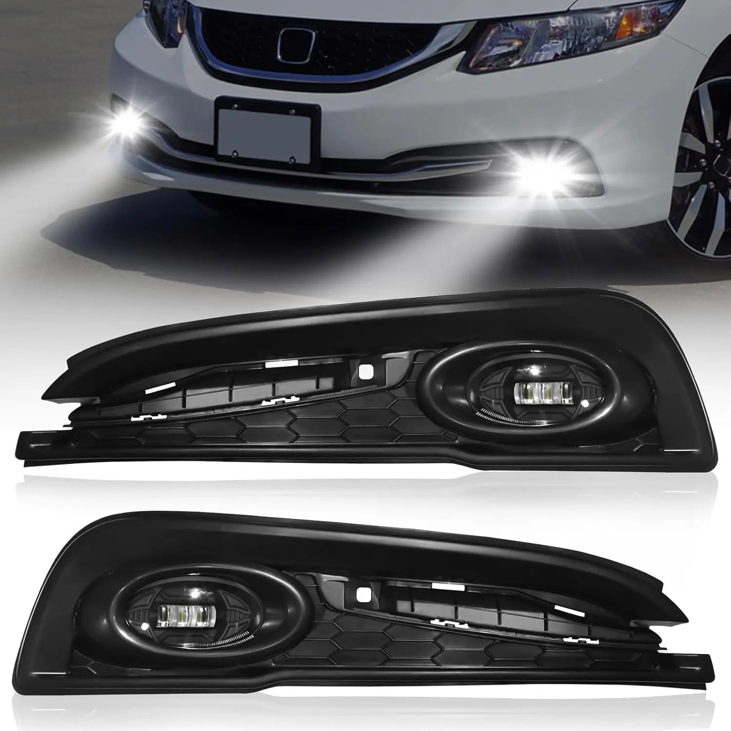 LED Fog Light for Honda Civic 4-Door Sedan 2013–2015 Front Bumper Driving Fog Lamp Assembly Replacement with Wiring Harness product image