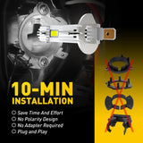 AUXITO H1 Fanless LED Headlight Bulb Pair, 60W 6500K White – product detail 5
