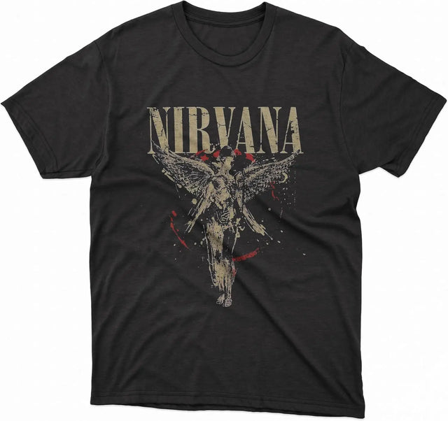 Nirvana Band "In the Womb" Angel Ink Splash Print T-Shirt