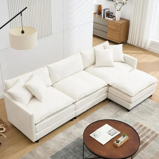 108 L-Shape Sectional Sofa with Sleeper, Cloud Couch, Plush Chenille with Thick Cushions