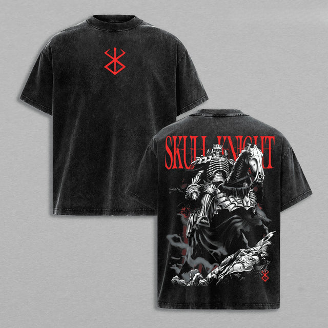 Berserk Skull Knight T-Shirt For Men's Women Clothing Anime Washed Oversized T-Shirt Summer