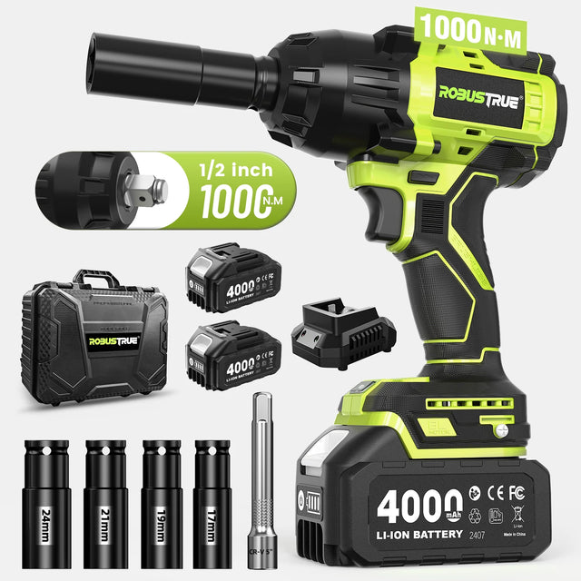 Robustrue 1000 N·m Brushless Cordless Impact Wrench Kit