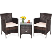 3-Piece Outdoor Wicker Patio Set with Cushions & Glass-Top Coffee Table – featured product image