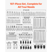 SucceBuy 107-Piece SAE & Metric Bit Socket Set with Hex & Torx Bits – product detail 6