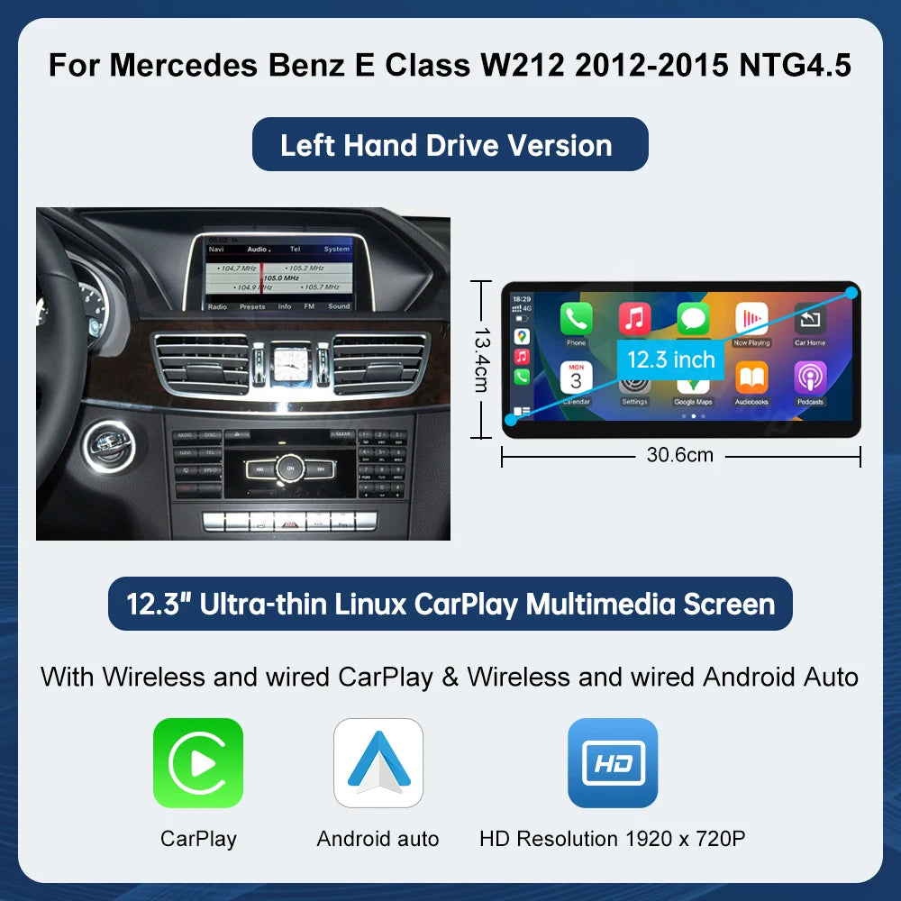 12.3-Inch Multimedia Display for Mercedes-Benz E-Class W212 with CarPlay – product detail 9
