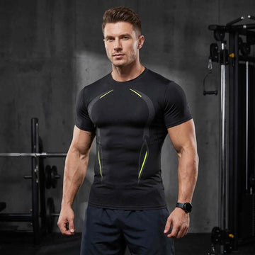 3-Pack Men's Compression Shirts Short Sleeve Gym Baselayer Tops Contour Line Workout Tees