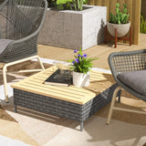 PE Rattan Outdoor Side Table with Wood Top – featured product image