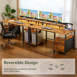 51-Inch Reversible Computer Desk with LED Lights, Power Outlet & File Cabinet – product detail 6
