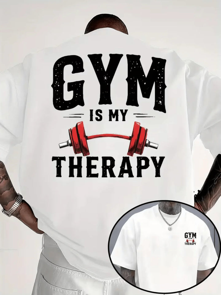 Men’s Gym Is My Therapy Cotton Graphic T-Shirt