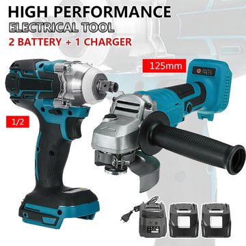 125mm Brushless Angle Grinder & Impact Wrench Combo Kit for Makita 18V Batteries – featured product image