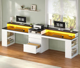 96.6-Inch Two-Person Gaming Desk with LED Lights, Power Outlets & Storage – product detail 7