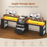 96.6-Inch Two-Person Gaming Desk with LED Lights, Power Outlets & Storage – product detail 5