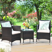3-Piece Outdoor Wicker Patio Set with Cushions & Glass-Top Coffee Table – product detail 2