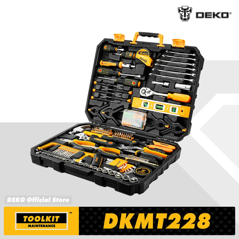 DEKO 228-Piece Mechanics Tool & Socket Set with Storage Case