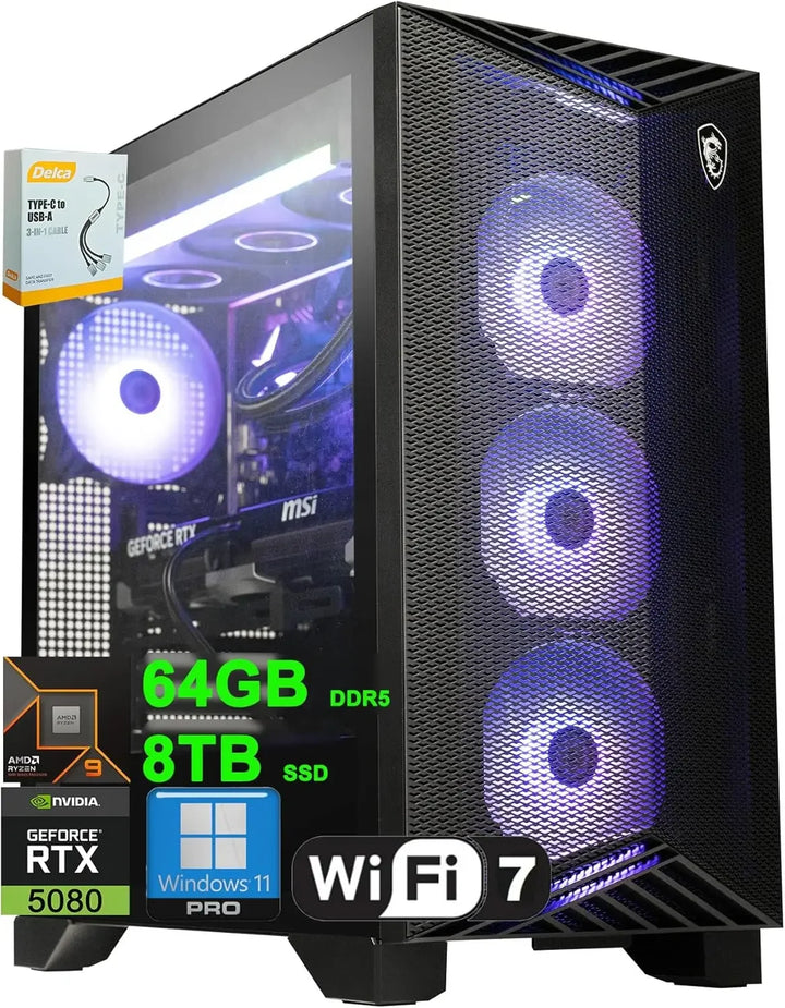MSI Aegis ZS2 Gaming Desktop – Ryzen 9, RTX 5080, 8TB SSD