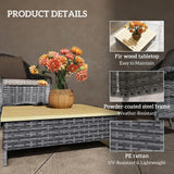 PE Rattan Outdoor Side Table with Wood Top – product detail 5