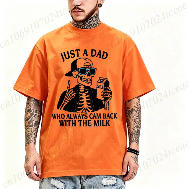 Men's T-Shirt Short Sleeve Funny T-Shirt Funny Skeleton Dad Shirt Just A Dad Who Always Men's Tee