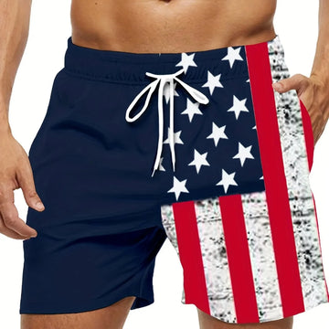 American Flag Print Swimwear Shorts Summer Men's Beach Breathable Short Quick Dry Sport Jogging