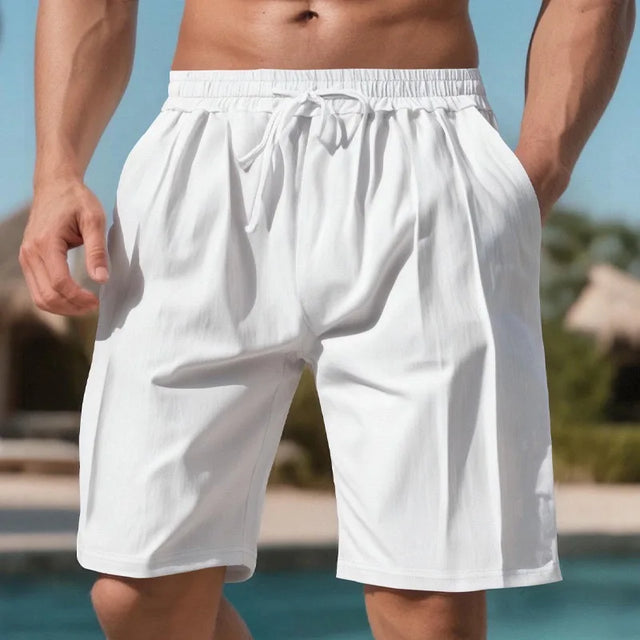 Men's Light Blue Quick Dry Beach Shorts Elastic Drawstring Waist Loose Fit Knee Length Swim
