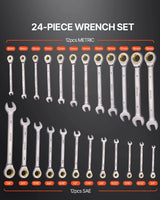 SucceBuy 24/30-Piece SAE & Metric Ratcheting Wrench Set with Organizer – product detail 2