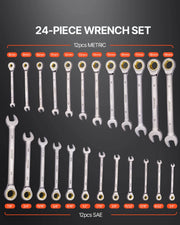 SucceBuy 24/30-Piece SAE & Metric Ratcheting Wrench Set with Organizer – product detail 2