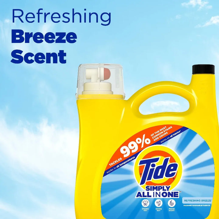 Tide Simply All-In-One Laundry Detergent, Refreshing Breeze, 117 fl oz