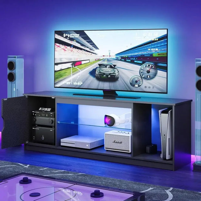 LED TV Stand for 55-65 Inch TVs: Gaming & Entertainment Center with RGB Lights