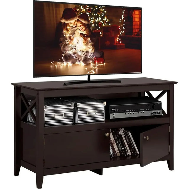 48-Inch TV Stand: Entertainment Center with Storage, Open Shelf & 2 Doors for Living Room