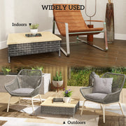 PE Rattan Outdoor Side Table with Wood Top – product detail 6