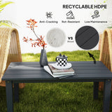 HDPE Slatted Outdoor Coffee Table, Rectangle Patio Table in Black – product detail 4