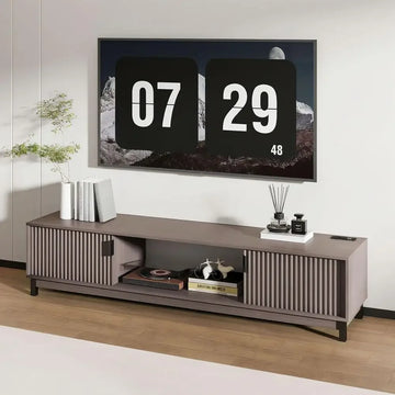 80 TV Stand with Power Outlet, High-End Media Center for Living Room and Bedroom - 70 Mocha