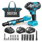 SEESII Cordless Ratchet & 1000 N·m Impact Wrench Kit with 21V Battery – featured product image