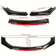 3-Piece Universal Front Bumper Lip Splitter Kit in Black & Red – product detail 4
