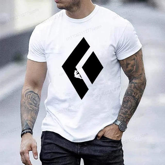 Climbing Man Pure Cotton T-Shirt Casual Sporty Men Fitness Muscle White T-Shirt