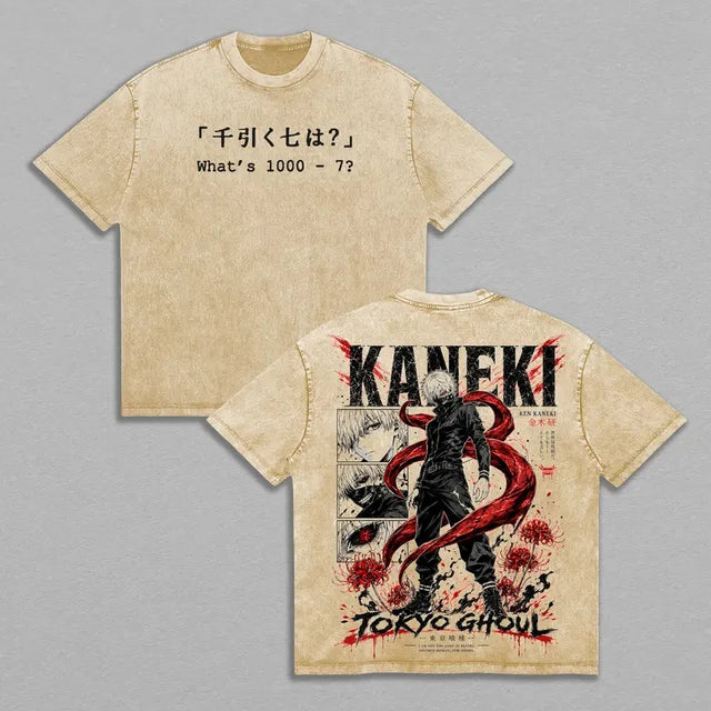 Tokyo Ghoul Ken Kaneki Anime Clothing Men Women Short Sleeve Manga T-shirts Vintage Washed