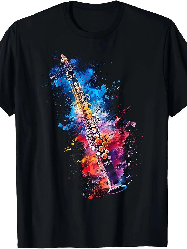 Men’s Clarinet Music Graphic T-Shirt – Retro Casual Tee