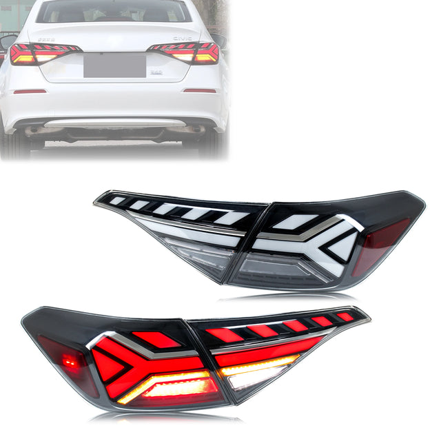 LED Tail Lights for Honda Civic 11th Gen 2022–2026 Sedan Dynamic Animation Sequential Blinker Clear Rear Lamps Assembly