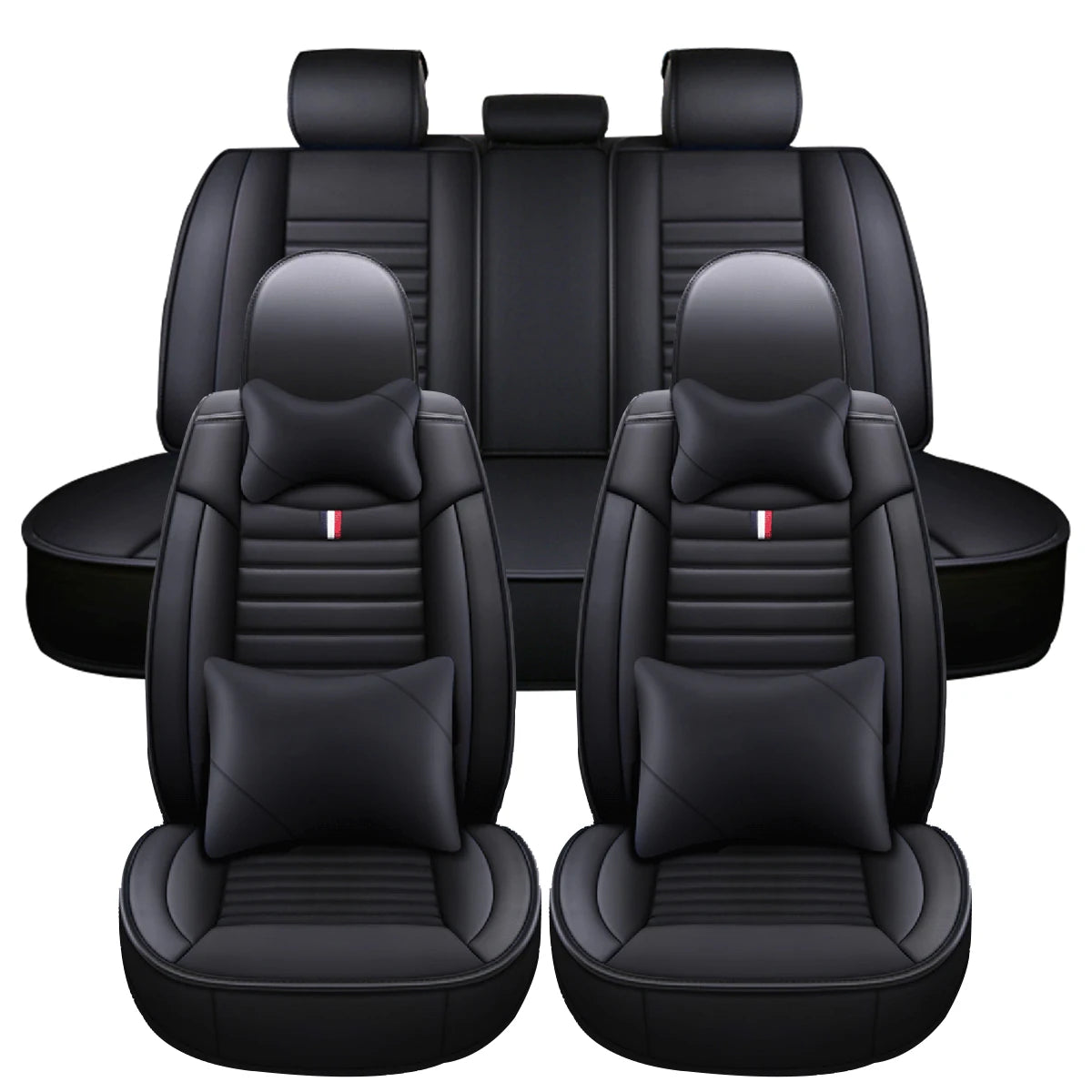 Deluxe 5 Seat Full Car PU Leather Seat Covers with Cushion Front and Rear Comfortable for Honda/Toyota/Peugeot/Ford/BMW Universal product image