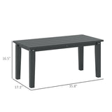 HDPE Slatted Outdoor Coffee Table, Rectangle Patio Table in Black – product detail 3