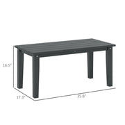HDPE Slatted Outdoor Coffee Table, Rectangle Patio Table in Black – product detail 3