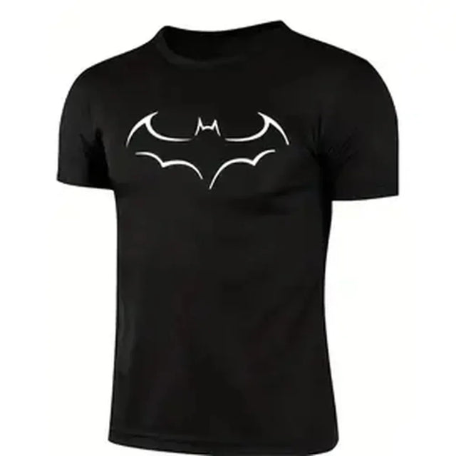 Cotton Large Size Men's Loose T-Shirt Fashion Bat Print Men's Short Sleeve T-Shirt Summer