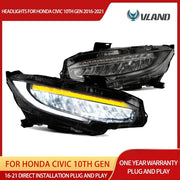 VLAND LED Headlights For 2016–2021 Honda Civic 10th Gen Sedan Hatchback Coupe with DRL Sequential Signal Plug & Play product image