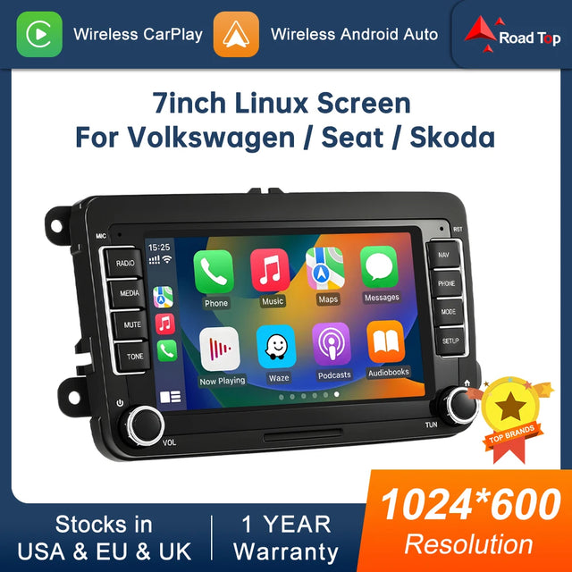 Road Top 7-Inch Car Stereo for VW/Seat/Skoda with Wireless CarPlay