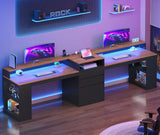 96.6-Inch Two-Person Gaming Desk with LED Lights, Power Outlets & Storage – product detail 4