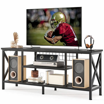 Industrial TV Stand for 55-65" TVs, 60" Entertainment Center with 3-Tier Open Shelves