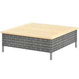 PE Rattan Outdoor Side Table with Wood Top – product detail 2