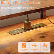 51-Inch Reversible Computer Desk with LED Lights, Power Outlet & File Cabinet – product detail 4