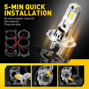 AUXITO H7 Turbo LED Headlight Bulb Pair, 60W 6500K White – product detail 5