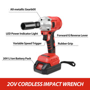 1000 N·m Brushless 1/2-Inch Cordless Impact Wrench Kit for Auto Repair – product detail 6