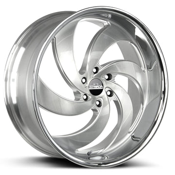 Strada Street Classics Retro 6 Brushed Face Silver Milled Stainless Steel Lip Wheel